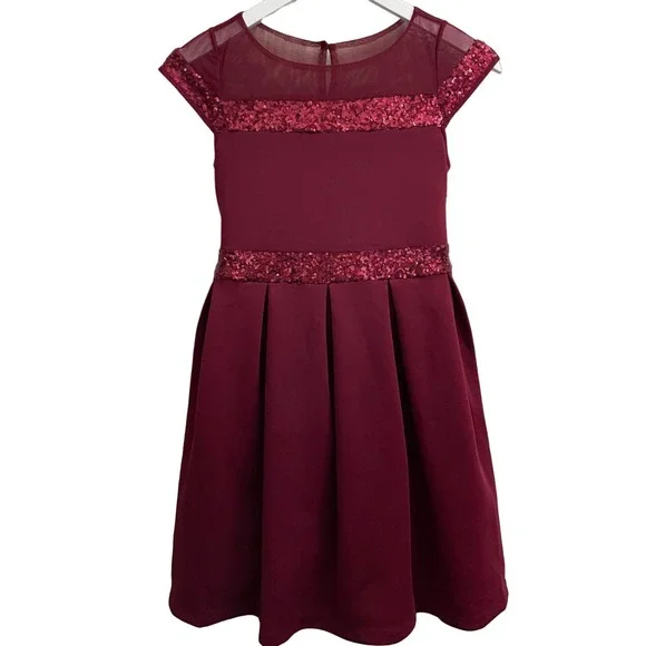 bonnie jean burgundy dress Elegant Burgundy Tulle Bridesmaid Dress